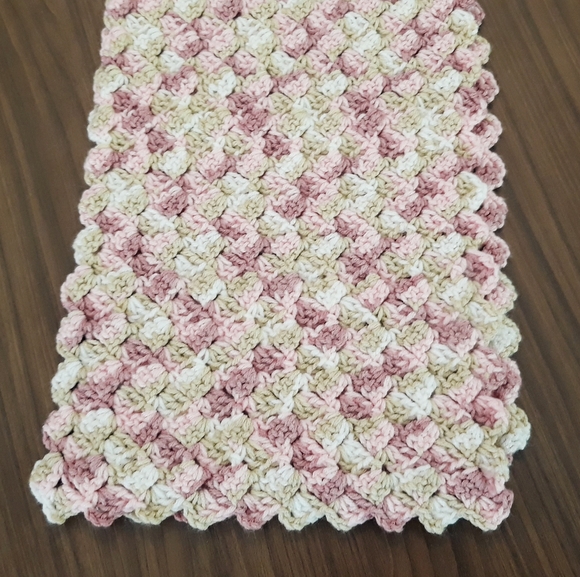 Handmade Crochet Afghan Pastel Yarn Table Runner 45" x 10" - Picture 6 of 11